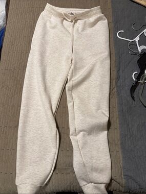 Womens Cozy Drawstring Jogger Pants - Cream